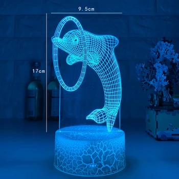 Nový Remote/Dotykové Ovládanie 3D LED Nočné Svetlo Módne Dolphin Vzor Zmeny Farby, LED stolná Lampa Deti Vianočný Darček Domáce dekorácie