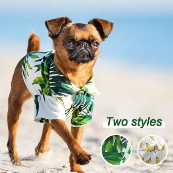 Oblečenie Letné Pet Vytlačené Oblečenie pre Malých Psov Fashion Bavlna Colling Šteňa Tričko Kvetinový Pláži Havajské Psa Kostým pre Teddy