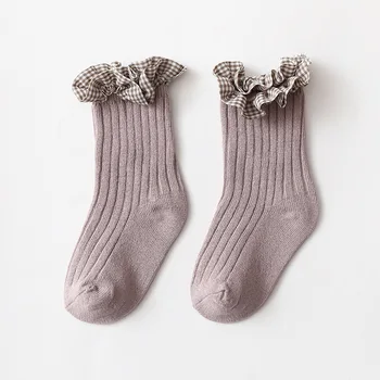 Predpredaj 2021 Jar Nové Rebrované Detské Dievčenské Ponožky Deti Mäkké Bavlnené Prehrabať Baby Ponožky Deti 0-8 Rokov Batoľa Dievčatá Ponožky