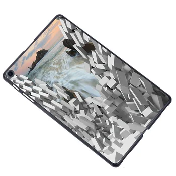 Prípad tabletu Samsung Galaxy Tab 10.1 Palcový 2019 T510/T515 3D Vytlačené Bežné Plastové Pevného Späť Shell Kryt + dotykové Pero