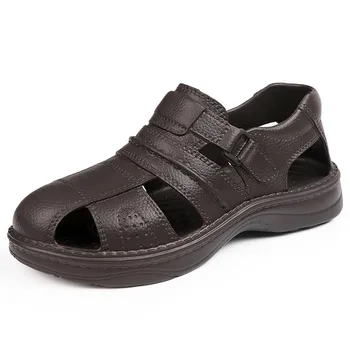 Pánske Sandále Lete Originálne Kožené Sandále Priedušná Mužov Značky Topánky Plus Veľkosť Sandále Mäkké Vonkajšie Mužov Rímske Sandále