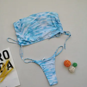 Sexy Ramienok Obväz Bikini 2020 Ženy, Dva Ks Push Up Plavky Bikiny Nastaviť Kravatu Tye Micro Biquini Plavky Remeň Kombinézu