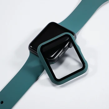 Sklo+Puzdro +Pútko pre apple hodinky kapela 44 MM 40 MM 42MM 38MM silikónové watchband Príslušenstvo correa náramok iwatch pásmo 5 4 3 SE 6