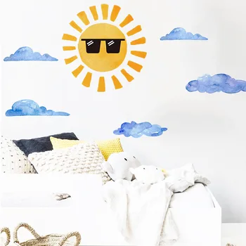 Slnečné okuliare Slnečné Samolepky na Stenu pre Deti detská izba Spálňa Stenu Decor Vinyl PVC Nálepky Domáce Dekorácie nástenné Maľby Cartoon Nálepky