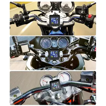 Solárne Bezdrôtový Motocykel Tlaku v Pneumatikách Systém Monitorovania Tlaku v Pneumatikách TPMS Monitor LCD s Vysokou Presnosťou Displej Moto Príslušenstvo