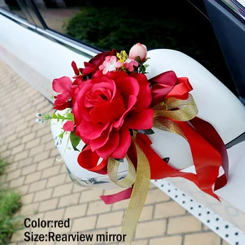 Svadobné Auto Dekorácie Kvet Kľučky Dverí Spätné Zrkadlo Zdobia Umelý Kvet