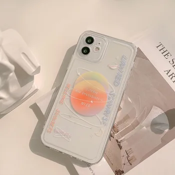 Transparentné TPU Planéty puzdro pre iPhone 11 12 Mini Pro Max 2020 7 8 Plus X XS Max XR SE Prípade Shockproof Zadný Kryt