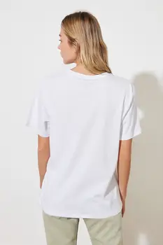 Trendyol Priateľ Vytlačené 100 Organickej Bavlny Pletené T-Shirt TWOSS21TS2384