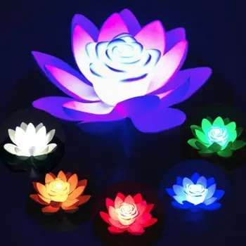 Umelé osvetlenie LED Farebné Lotus Nepremokavé Falošné Rybník Kvety, Lotosový List Lily Vody Lantern Festival Dekorácie Svetla Teplá