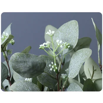 Umelé Rastliny Rastliny Eukalyptu Zelene Olivový Pobočiek Kvety, Lístie 45 cm Strom Hodváb S Ovocím Dekorácie Peniaze List