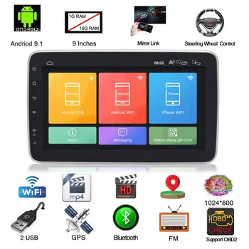 Univerzálny 1 Din Car Multimedia Player 9/10 inch Dotykový Displej Autoradio Stereo GPS, WiFi, Auto Rádio Android Video