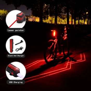 USB Nabíjateľné Zadné Svetlo Bicykel Laser Line Bezpečnostné Varovanie zadné svetlo MTB, Road vstavanú Batériu Bicykel Zadné Lampy, jazda na Bicykli