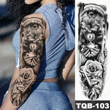 Veľké Arm Tattoo Rukáv Strojové Zariadenia, Výstroj Lebky Nepremokavé Dočasné Tatto Nálepky Plachtenie Body Art Full Falošné Tetovanie Ženy Muži
