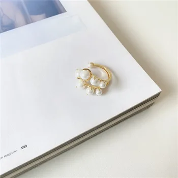 Vintage Módy Elegant Pearl Otvorenie Nastaviteľné Prstene Pre Ženy 2021 Nové Šperky Osobnosti Vyhlásenie Geometrické Koleno Krúžky