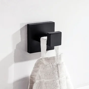 Vintage nehrdzavejúcej ocele, čierne lakovanie uterák háčik na stenu vešiak štvorcovou základňou háčik kúpeľňové doplnky nastaviť WF