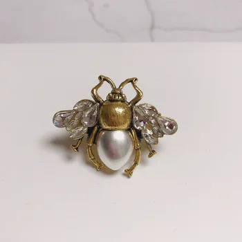 Vintage Simulované Pearl Bee Prst Prstene pre Ženy Crystal Nastaviteľný Krúžok Anillos Mujer Žena Gotický Šperky