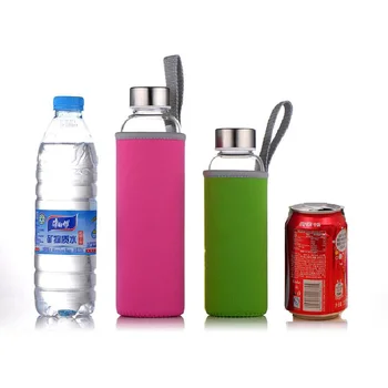 Vodné Sklo Fľaše S Ochranným Taška 280/360/550ml Pitnej Kanvica Šport Cestovanie Tour Kruhové Transparentné Fľaše