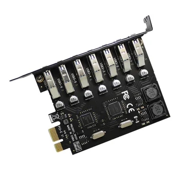 Vysoký Prenos Dát USB 3.0 7 Port PCI-E Express Kartu s 15 kolíkový Napájania SATA Konektor PCIE Prispôsobiť VL805 a VL812 Čipsetom