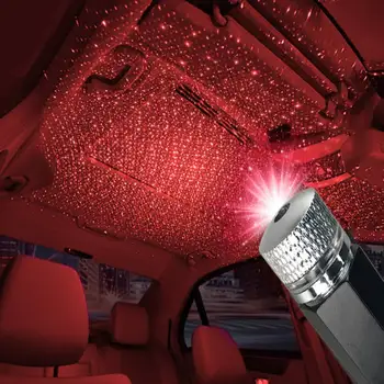 Červená USB Auto Atmosféru Svetlo Interiéru Vozidla Dekorácie Star Strop Projekcie Svetla Auta Svetlo Bling Auto Prívesok Accessorie