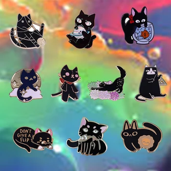 Čierna Mačka, Brošne Roztomilý Zábavné mačiatko Odznak Jednoduchú Zábavu Smalt Pin Black Kitty Milovníkov Darček