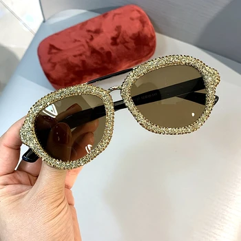 ženy slnečné okuliare retro Kola dizajn Bling kamene Luxusné slnečné okuliare Blu-ray oko protetion okuliare na Čítanie Jasný objektív lupa
