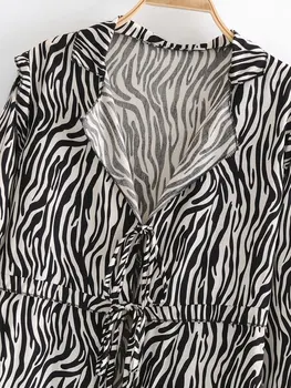 Ženy zebra letné top sexy predného čela viazaná duté sa camis bežné streetwear femme vestidos