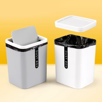 1 ks Mini Desktop Koša Stola Plastového Odpadu Kôš s Vekom Doska Kôš na Odpadky Trashbox Home Office Stôl Dekorácie