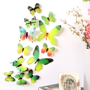 #12Pcs Motýle Stenu, Nálepky, Nálepky Nálepky na stenu Nový Rok Doma Dekorácie 3D Butterfly Tapety pre obývacia izba
