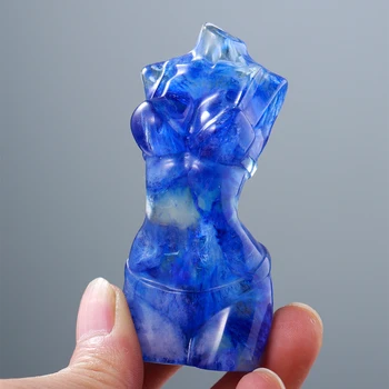 1PC Syntetické Kremeň remesiel Modrá tavenia Kryštálu Gem žena model ozdoby Energie kameň Pre domáce dekoráciu