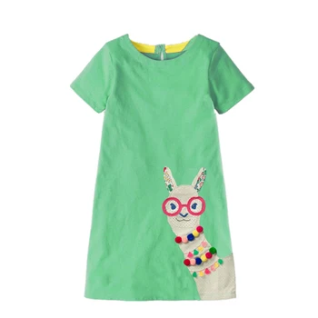 2-7Years Dievčatá Zelené Bavlna Krátky Rukáv Bežné Princezná Šaty Letné Deti Girl Dress Deti Oblečenie, Detské Šaty