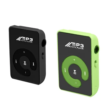 2 Ks Mini Zrkadlo Klip USB Digitálny Hudobný Prehrávač Mp3, Podpora 8 GB SD TF Karty, Čierna a Zelená