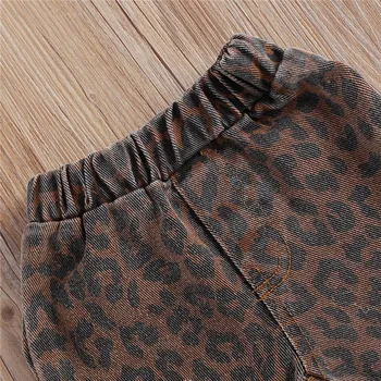 2020 Jar Jeseň Batoľa Dievčatá Obličkového Nohavice Leopard Vytlačené Bell Dna Roztrhané Nohavice 1-6Years