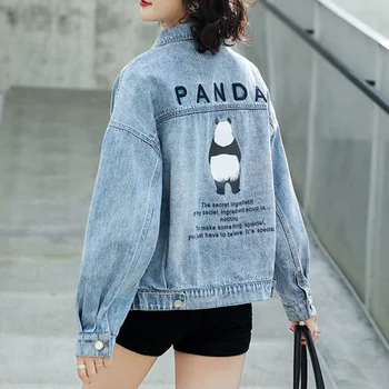 2021 Jar Jeseň Nový Jeans Bunda dámske Krátke Bunda kórejský Top Fashion Harajuku Kabát Ženy Streetwear Windbreaker Gotický