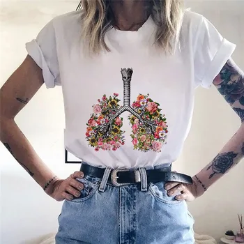 2021 Letné Nový Zábavný Srdce Grafické Estetické Kvet Lady Dievčatá Bežné Nový Streetwear T-shirt 90. rokov Ženy tričko 2021