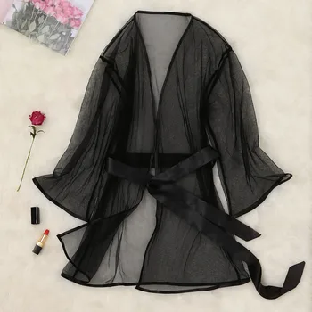 2021 Nový Župan Oka Kimono Župan Nightgown Nové Sexy Módne Dámske Nočné Šaty Sleepwear Spodná Bielizeň Spodné Prádlo S Saténový Pás