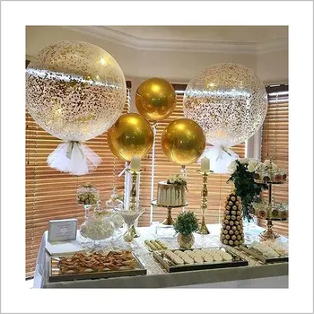36 Palcový Jumbo Zlaté Balóny, Konfety Obrie Latex Lesk Balóny pre Party, Narodeniny, Svadby, Festivaly Vianočný Event Decor