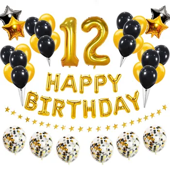 38pcs Silver Blue 32inch Počet Balónov 12. Happy Birthday Party Dekorácie 12 Rokov Dvanásť Chlapec 21 21. Muž Dodávky