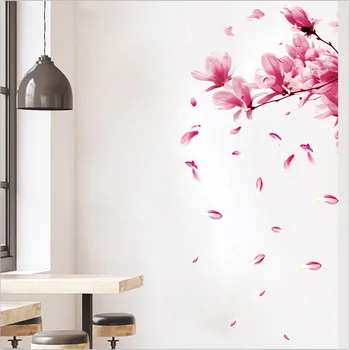 3D Ružová Vymeniteľné Marhule Slivky Čerešne Kvet Kvet Umenie Odtlačkový Steny Domov Nálepky Izba Dekor Grafické Kvety Lístkov Stromu