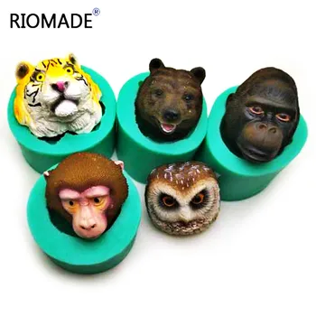 3D Simulácia Sova Tiger Čierny Medveď, Gorily, Opice, Silikónové Fondant Formy Zvierat Cake Zdobenie Nástroje Čokoláda, Formy na Pečenie