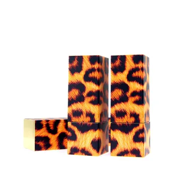 3D Tlač Žltej Leopard dezén Námestie Magnetickou Sponou Prázdne Rúž Trubice, Kozmetiky, Obalové Materiály DW