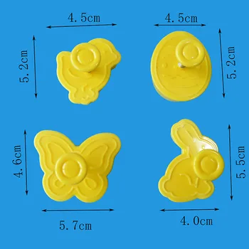 4Pcs Plastové Veľkonočné Sušienky Cookie Cutter Pečenie Formy Kuchyňa Bunny Vzor Pečivo Piest 3D Die Fondant Cake Zdobenie Nástroje