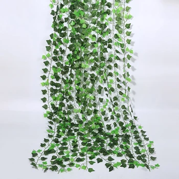 5 ks Zelené Listy Viniča Umelé Ivy Leaf Hodváb Visí Rastliny Kutilov, Pre Domáce Dekorácie Falošné Lístie, Záhradné Svadobné Dekor Veniec