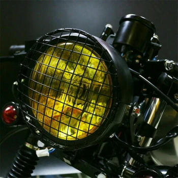 6.1 palcový Motocykel Svetlometu Oka Gril Masku Protector Stráže Kruhu Kovový Kryt Motorke Retro ochranný Kryt Svetlometu