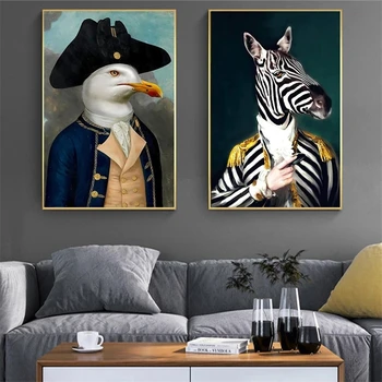 Abstrakt Zebra Vo Vojenskej Uniforme Plátne, Obrazy na Stenu Umenie Plagáty a Vytlačí Zábavné Umenie Zvieratá, Obraz Domova Cuadros
