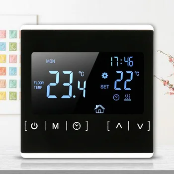 AC85-240V Dotykový LCD Displej Regulátor Teploty Zadné Svetlo Inteligentné Elektrické Podlahové Kúrenie Termostat pre Domáce Spálne