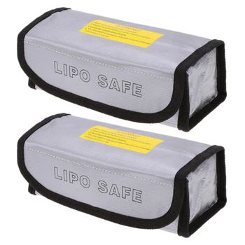 Batérie Bezpečné Taška Prípade Výbuchu & Protipožiarnej Lipo Batérie, Ochranné Nádob Na Skladovanie 7.28x2.36x2.95 cm 2 Kusy