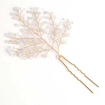 Bling Bling Vintage Crystal Leaf Vlasy Kolíky Svadobné Drahokamu Lesné Vlasy, Šperky Kvet Ženy Vlasové Doplnky MAEA99