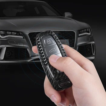 Carbon Fiber príveskom Kryt pre Audi A3, A6, A7, A8 A8L E-Tron Q7 Q8 RS6 RS7 S3 S6 S7 SQ7 SQ8 Smart Auto, Diaľkové Tlačidlo, Auto príveskom Prípade