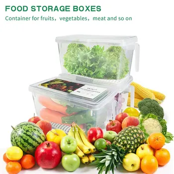 Chladnička Potraviny Úložný Box s Vekom, Plastové Transparentné Potravín Kontajner Organizátor Mraznička Zeleniny, Ovocie, Mäso Čerstvé Box