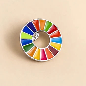 Cieľov Trvalo Udržateľného Rozvoja Brošňa Spojených Národov SDGs Pripnúť Odznak Módne Rainbow Kolíky Pre Ženy, Mužov, M17